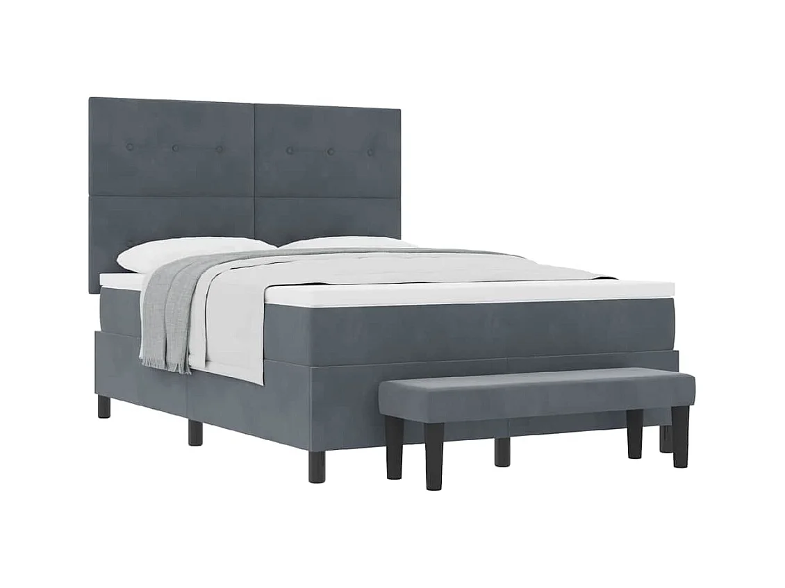 Cadre de lit avec matelas Gris foncé 160 x 200 cm Velours