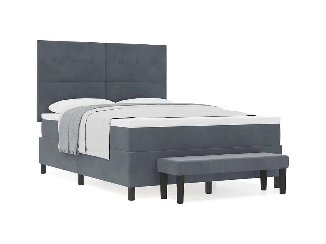 Cadre de lit avec matelas Gris foncé 160 x 200 cm Velours