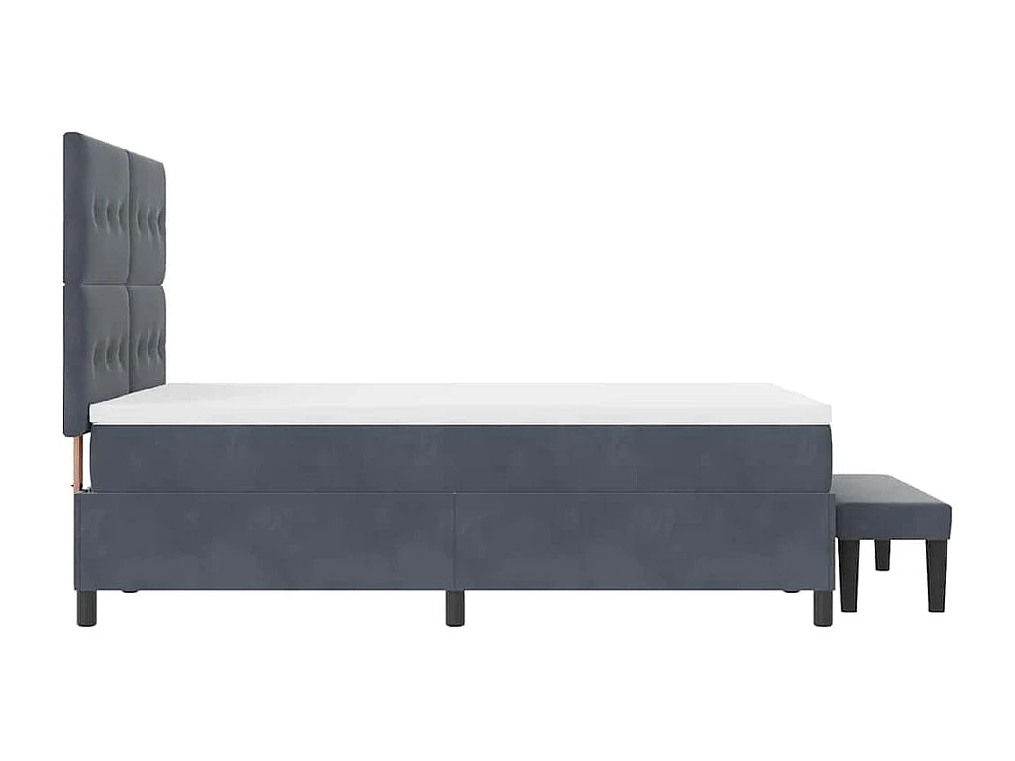 Cadre de lit avec matelas Gris foncé 160 x 200 cm Velours