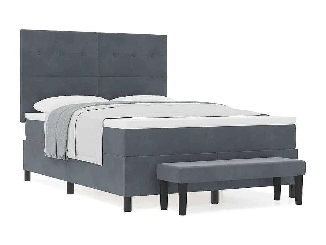 Cama tipo Box Spring Gris oscuro 160 x 200 cm Terciopelo