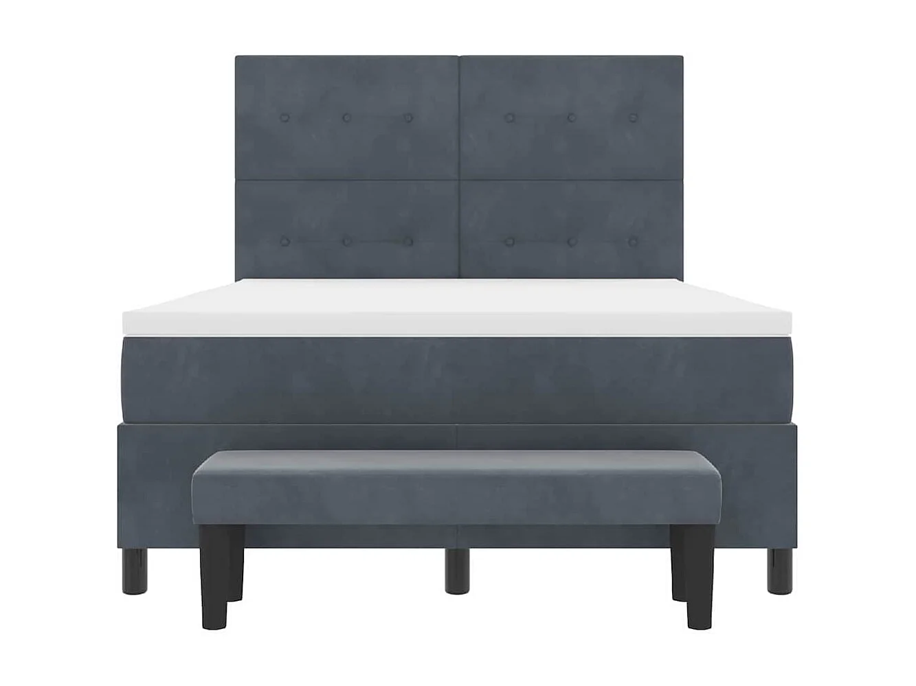 Cama tipo Box Spring Gris oscuro 160 x 200 cm Terciopelo
