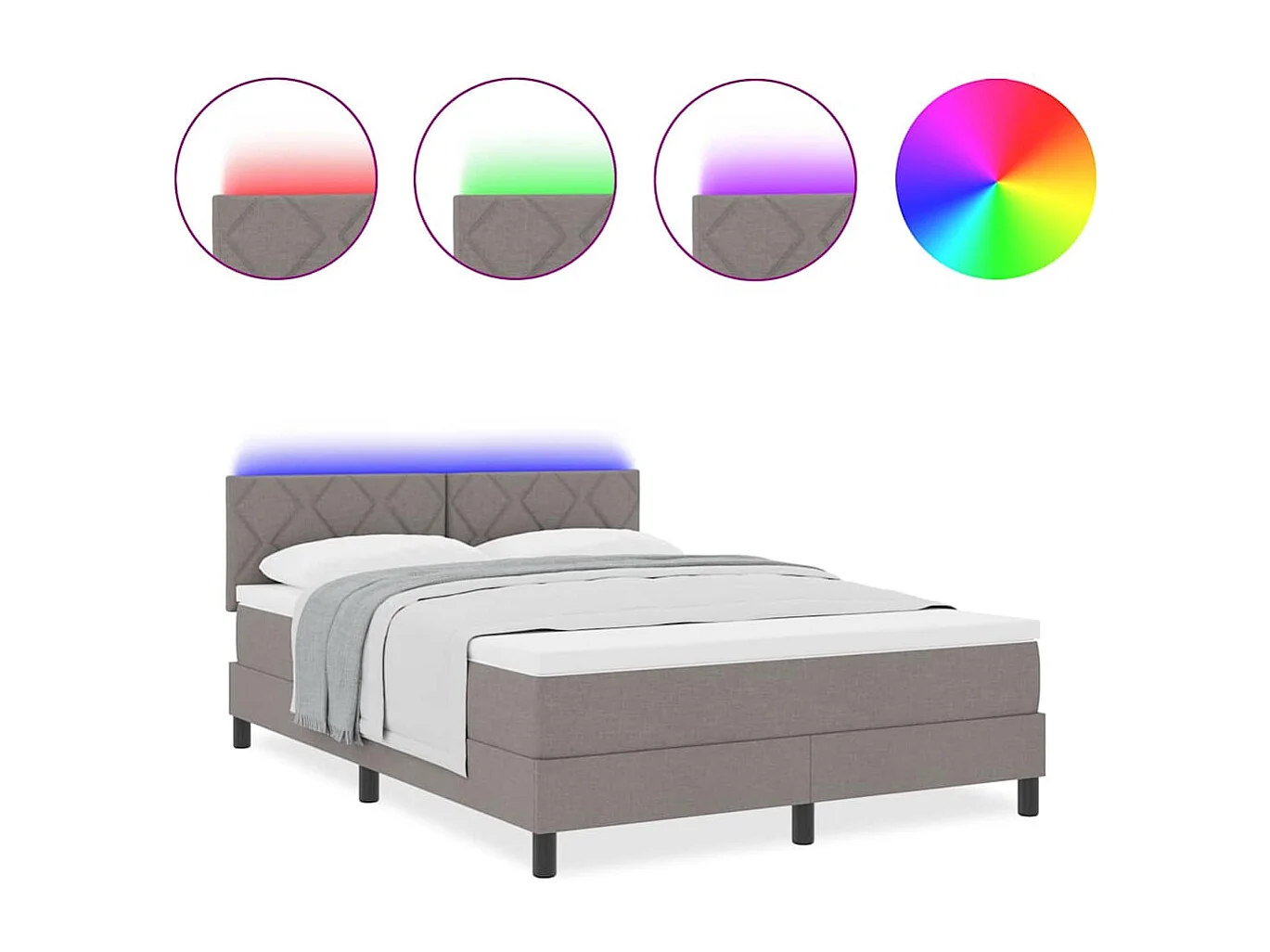 Cadre de lit avec matelas Taupe 140 x 200 cm tissu