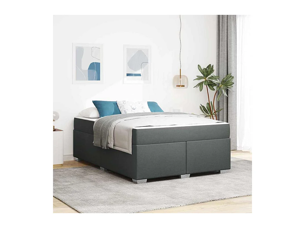 Cadre de lit Gris foncé 160 x 200 cm tissu