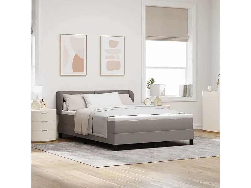 Cadre de lit avec matelas Taupe 140 x 190 cm tissu