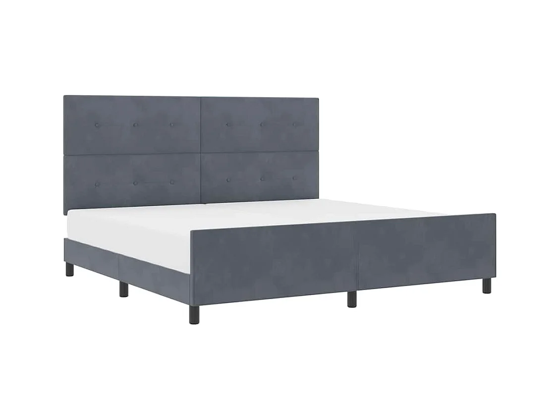 Cadre de lit avec tête de lit Gris foncé 200 x 200 cm Velours
