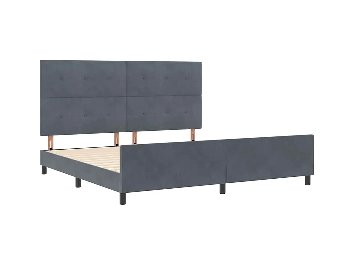 Cadre de lit avec tête de lit Gris foncé 200 x 200 cm Velours