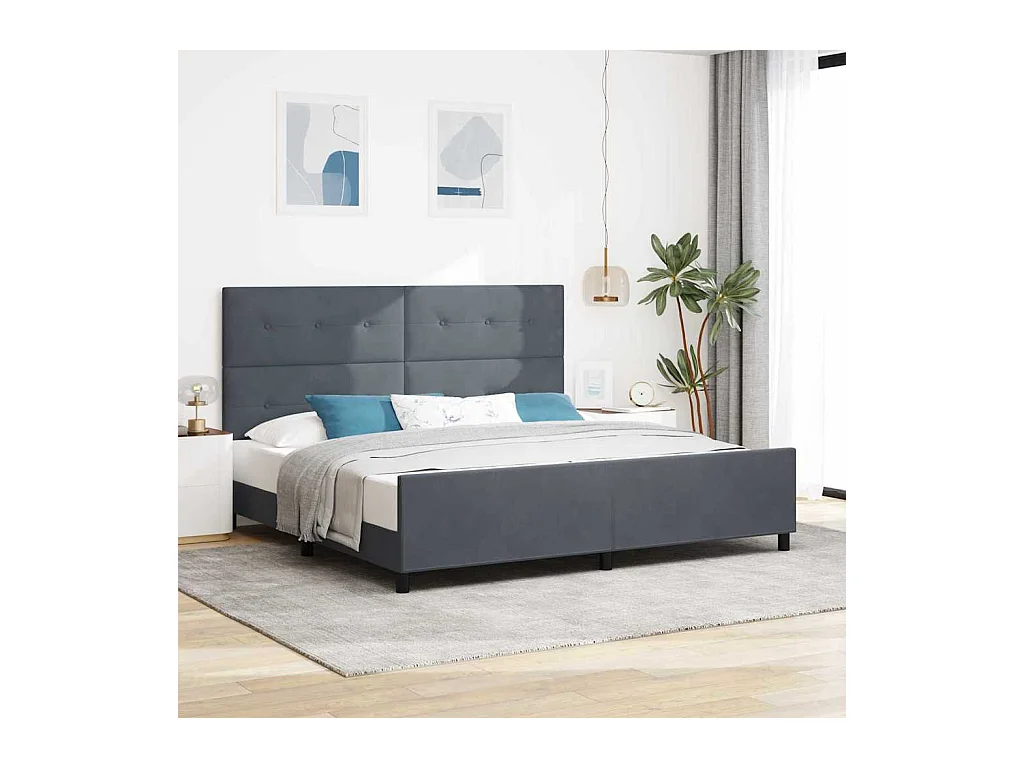 Estrutura da Cama Cinzento escuro 200 x 200 cm Veludo