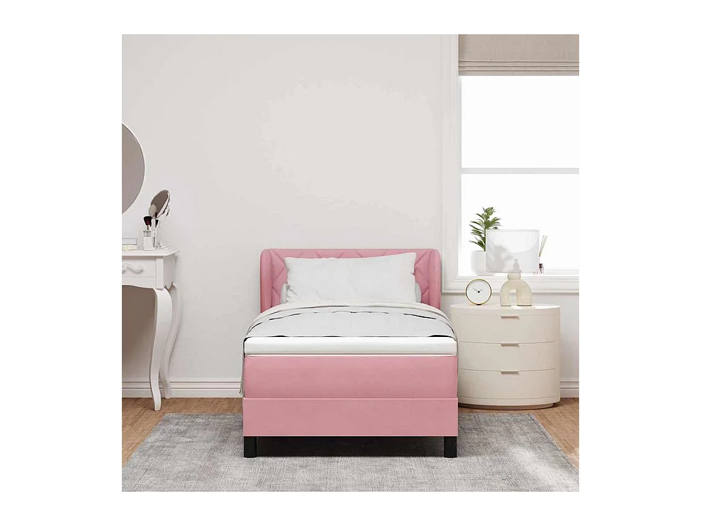 Cama con Somier y Colchón Gris Oscuro 80x200 cm Terciopelo Rosa