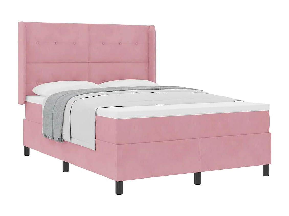 Cama tipo Box Spring con cabecera Rosa 160 x 200 cm Terciopelo
