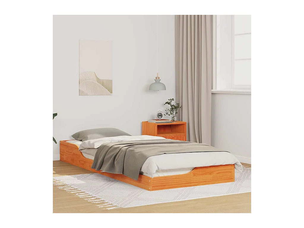 Estrutura de cama de chão Castanho-mel 80 x 220 cm