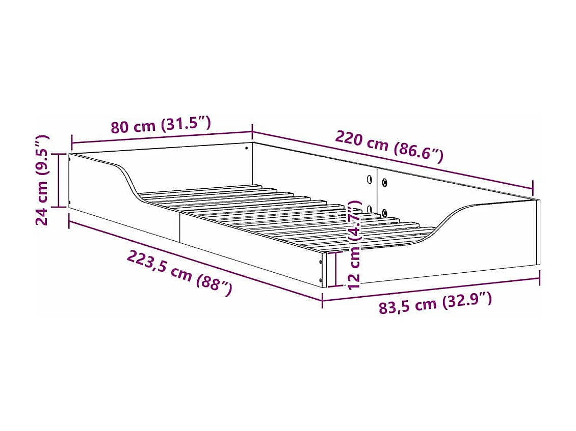Estructura de cama Marrón cera 80 x 220 cm