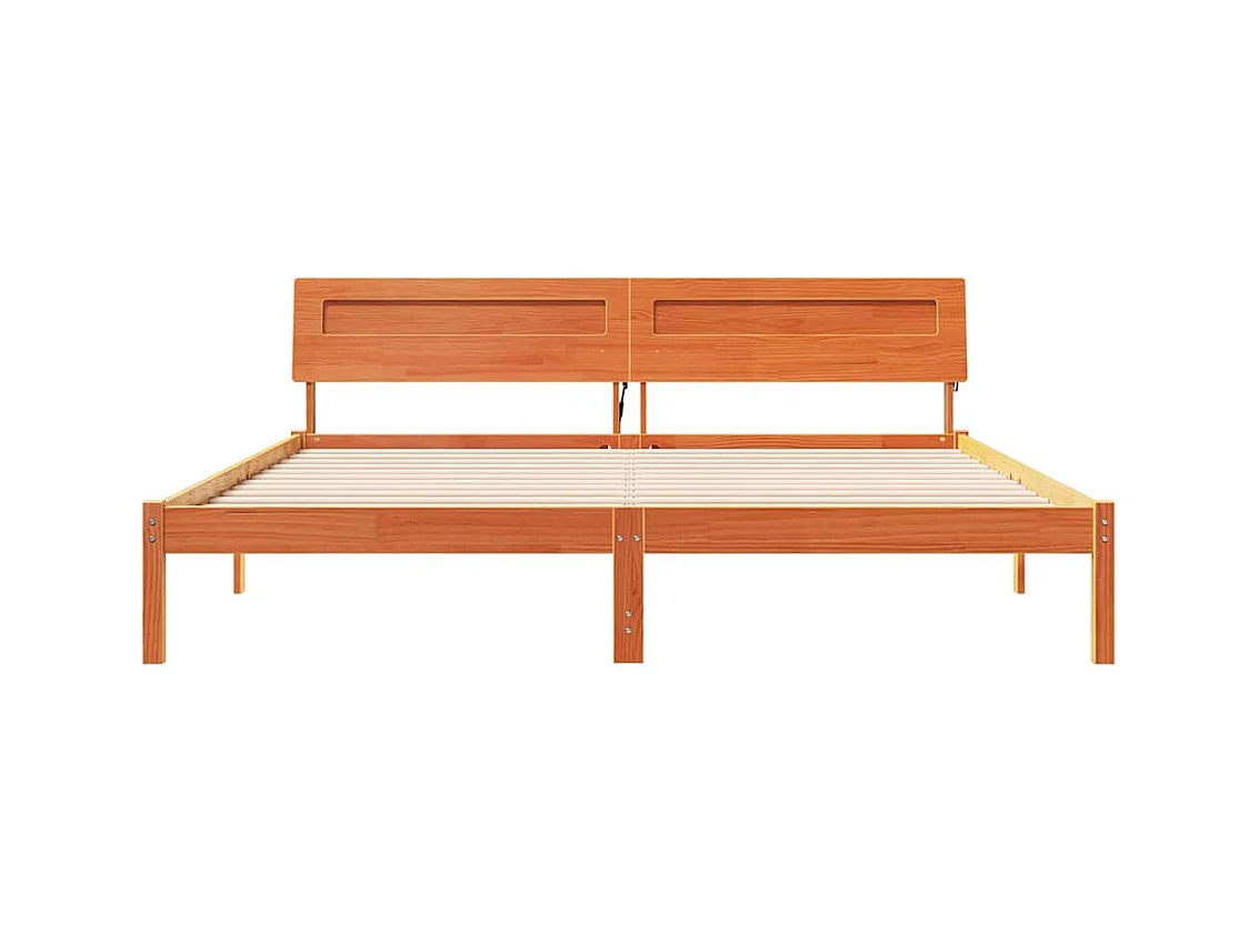 Cadre de lit avec tête de lit Marron 200 x 200 cm Bois massif