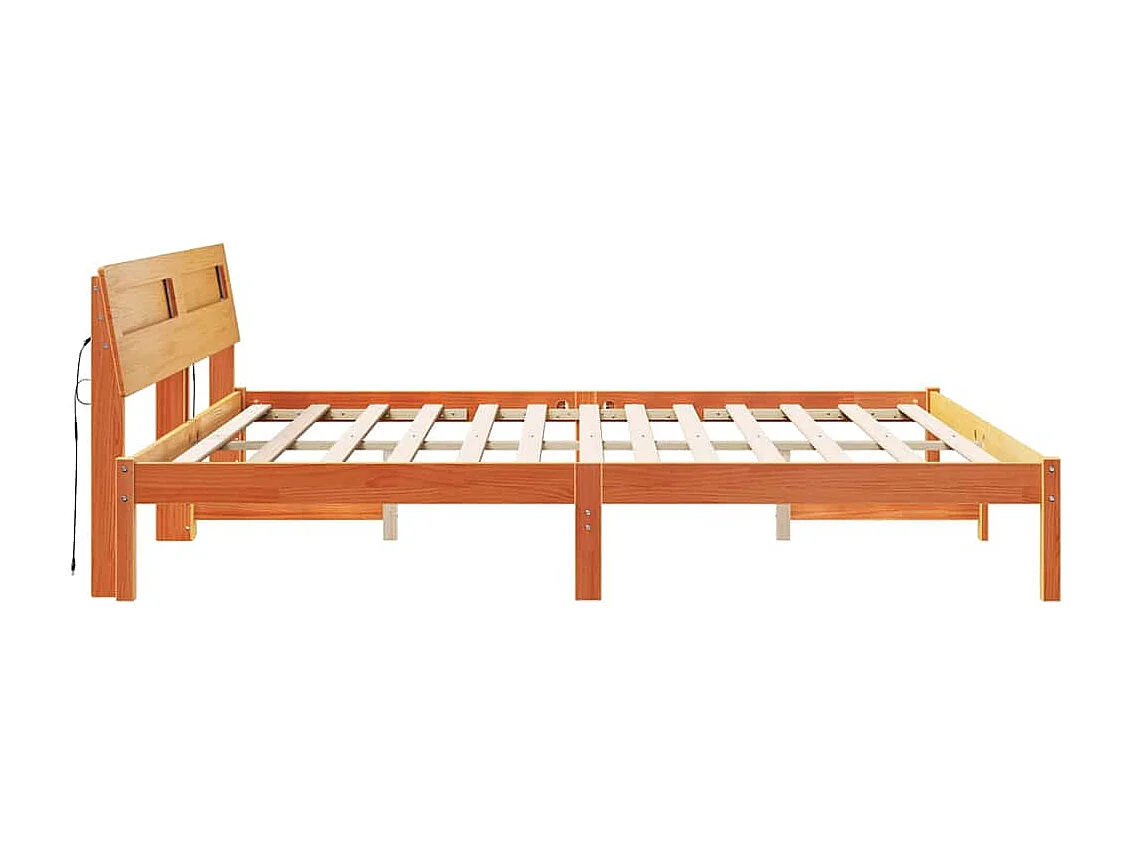 Bedframe met LED -striplichten Bruin 200 x 200 cm Massief hout