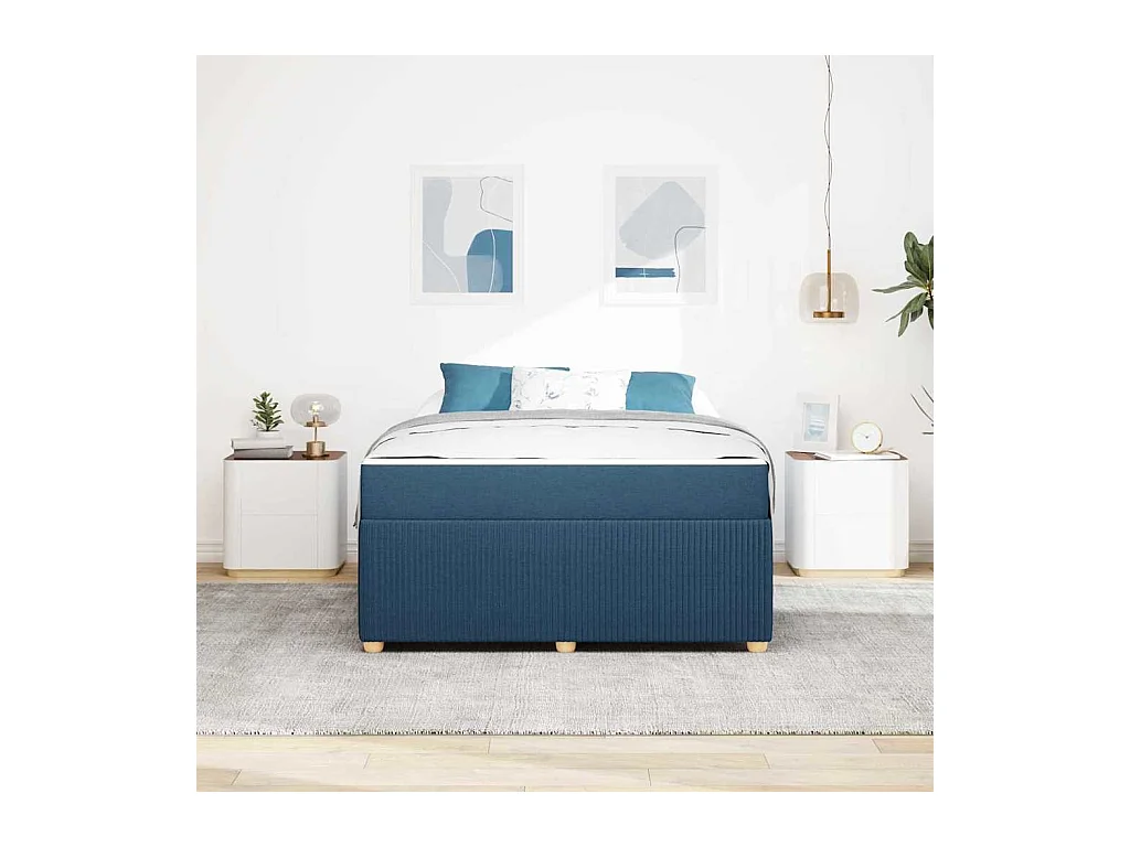 Cadre de lit avec matelas avec matelas Bleu 160 x 200 cm tissu
