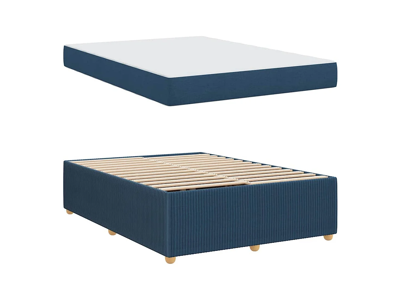 Cadre de lit avec matelas avec matelas Bleu 160 x 200 cm tissu