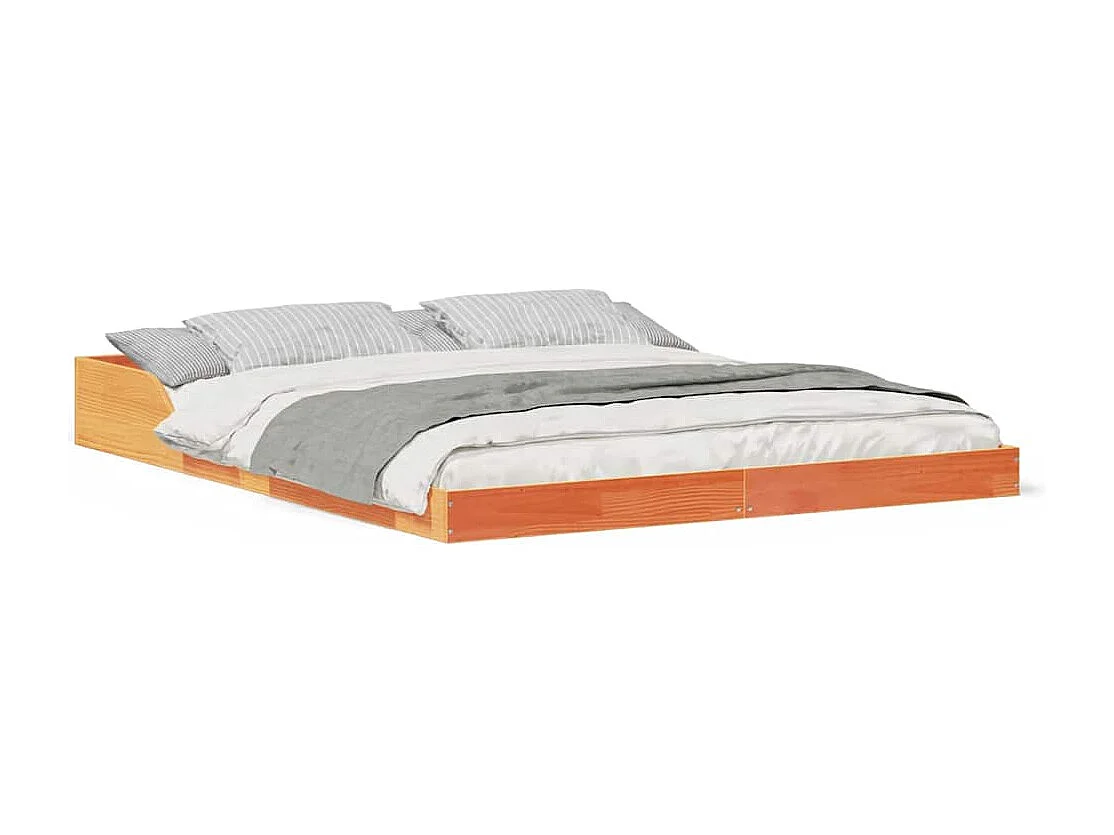 Cadre de lit Marron cire 160 x 210 cm Bois massif en pin