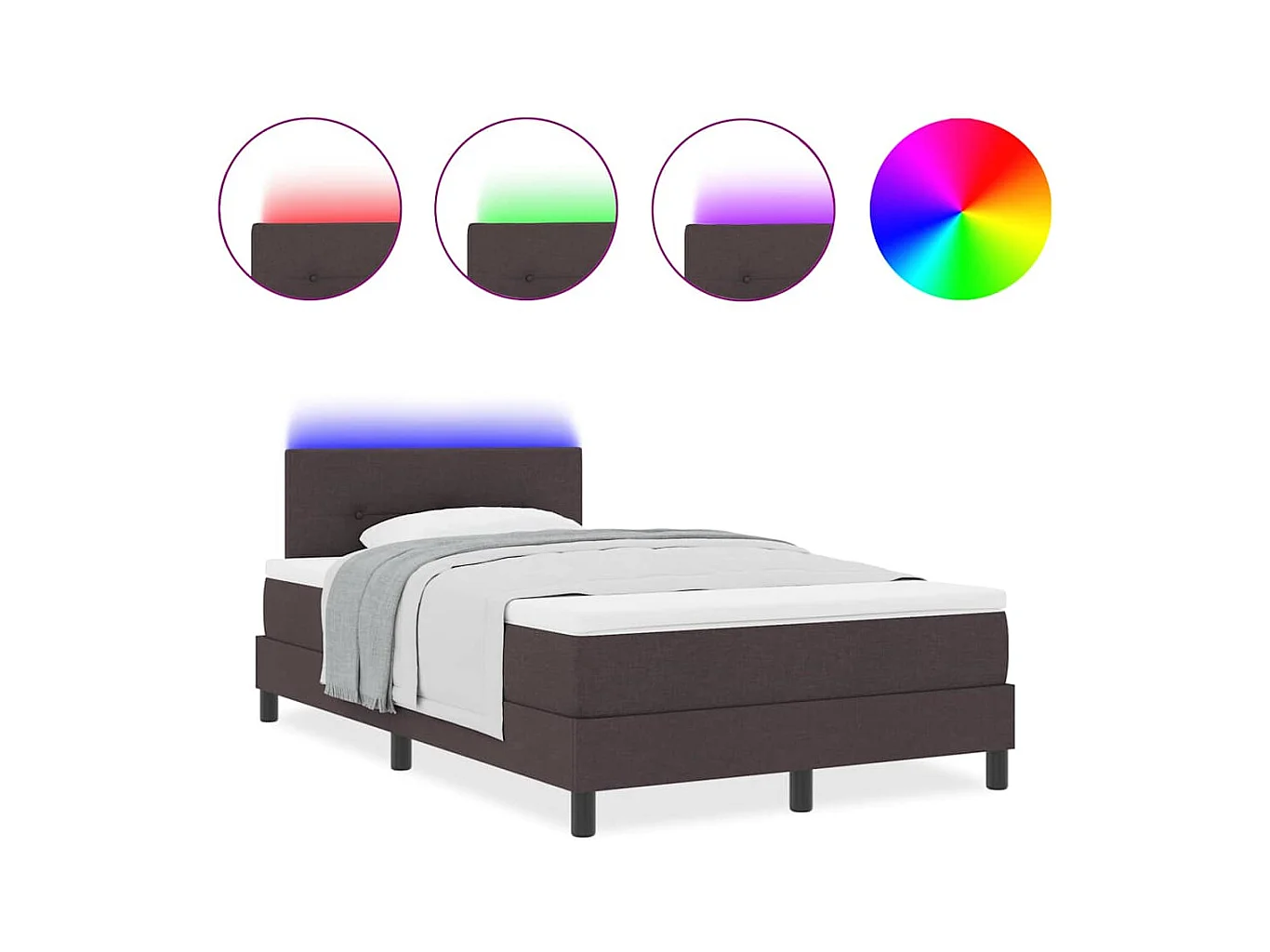 Cama tipo Box Spring Marrón Oscuro 120 x 200 cm tela