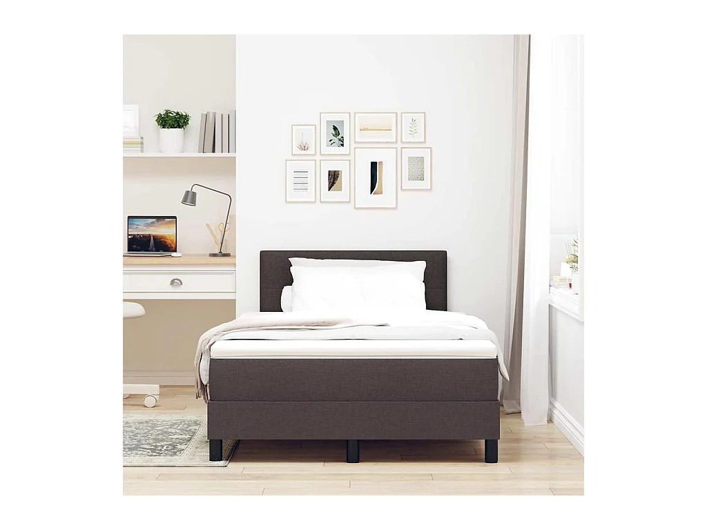 Cama tipo Box Spring Marrón Oscuro 120 x 200 cm tela
