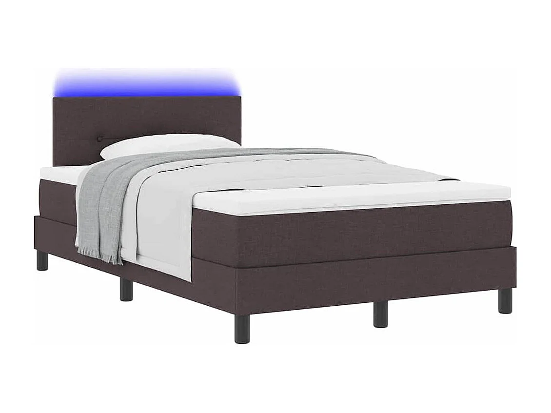 Cadre de lit avec matelas Marron foncé 120 x 200 cm tissu