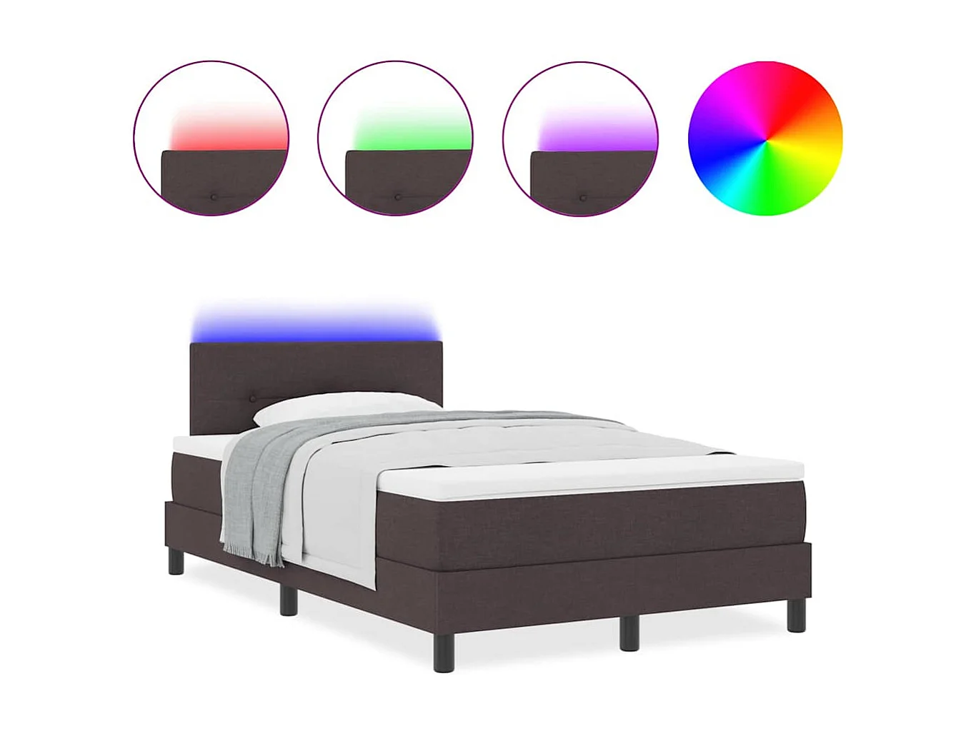 Cadre de lit avec matelas Marron foncé 120 x 200 cm tissu