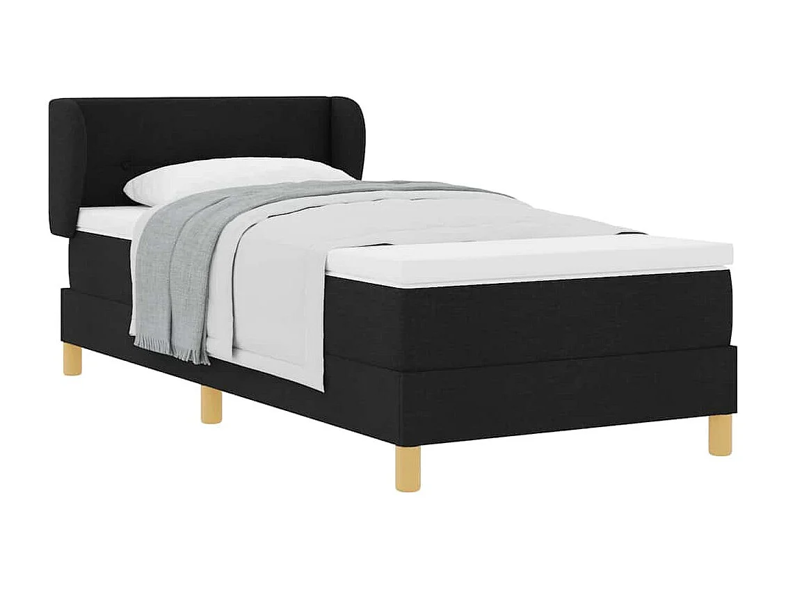 Boxspringbed met Matras Crème 90x200 cm Stof Zwart 100 x 200 cm