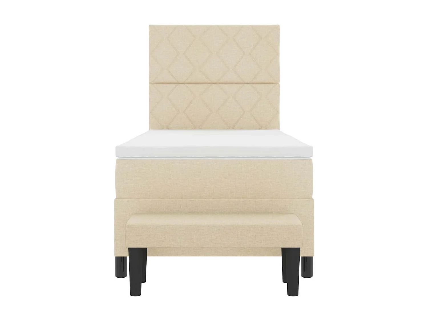 Cadre de lit avec matelas Crème 100 x 200 cm tissu