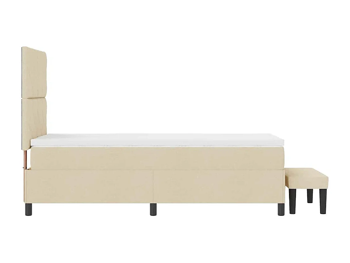 Cadre de lit avec matelas Crème 100 x 200 cm tissu