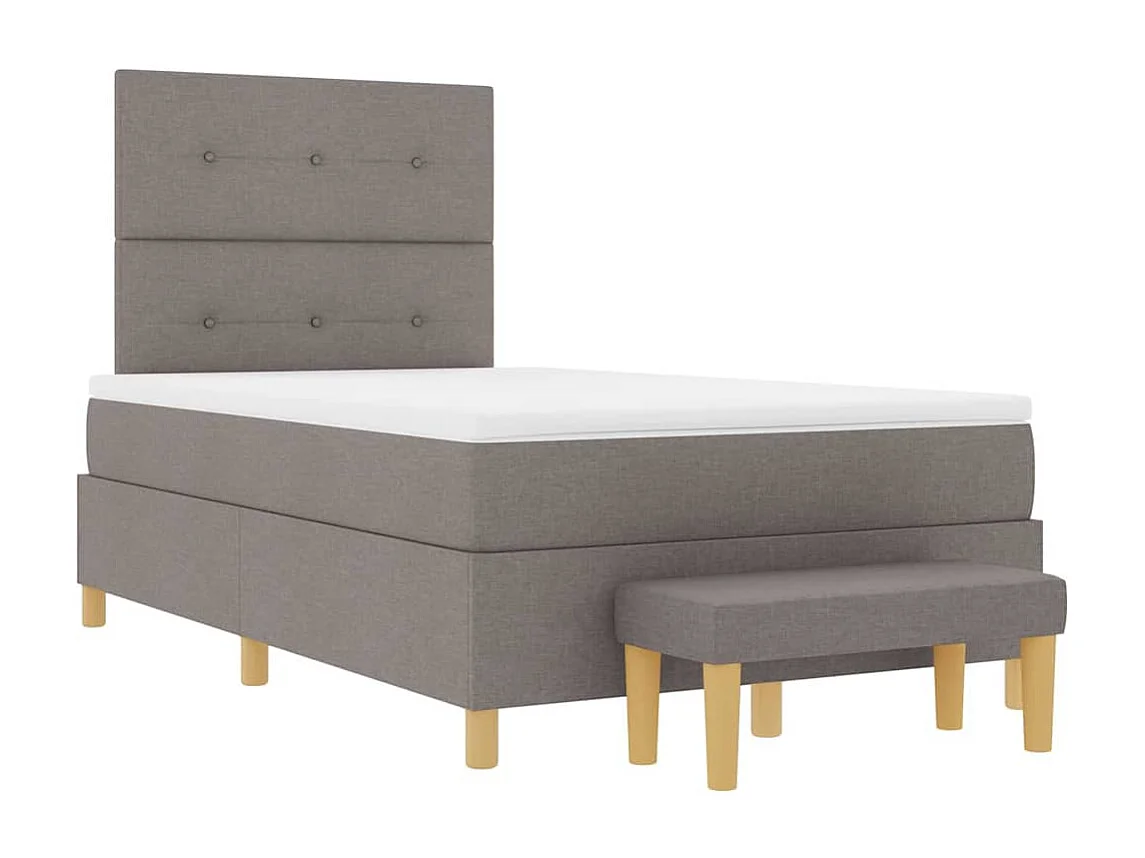 Cama tipo Box Spring con colchón Taupé 120 x 190 cm tela