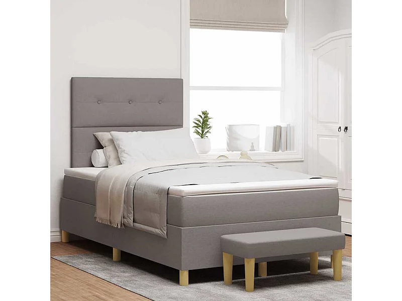 Cama tipo Box Spring con colchón Taupé 120 x 190 cm tela