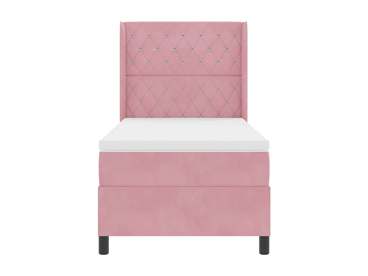 Cama tipo Box Spring con cabecera Rosa 90 x 200 cm Terciopelo