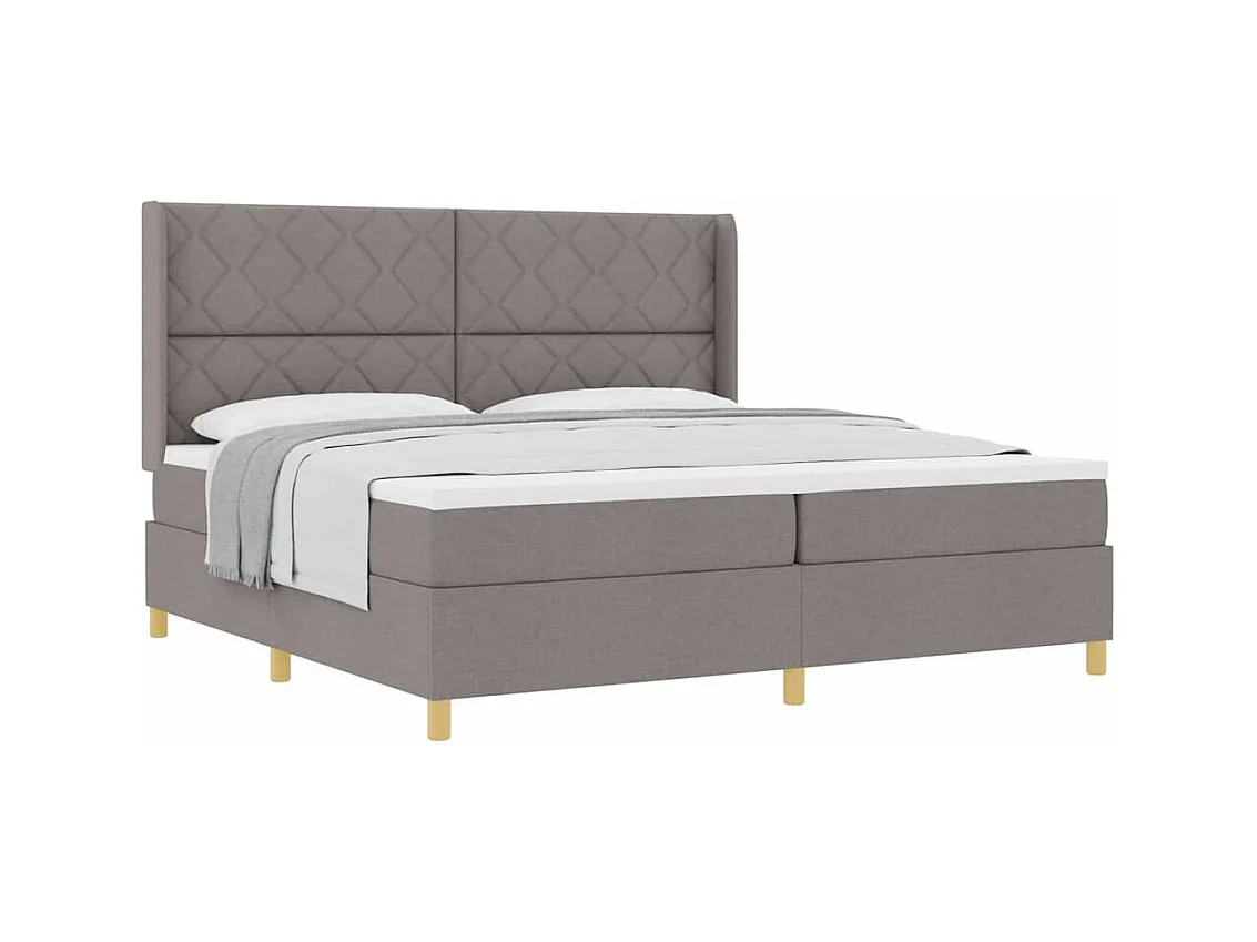 Cadre de lit avec matelas Taupe 200 x 200 cm tissu
