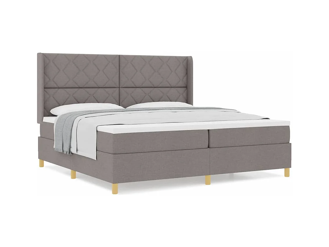 Cadre de lit avec matelas Taupe 200 x 200 cm tissu