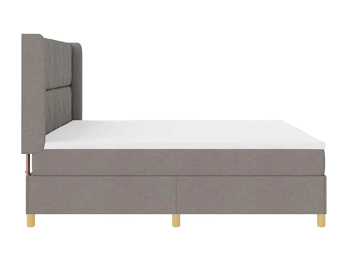 Cadre de lit avec matelas Taupe 200 x 200 cm tissu
