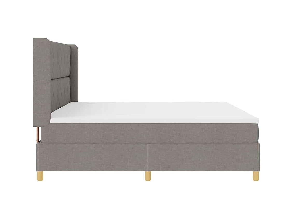 Cadre de lit avec matelas Taupe 200 x 200 cm tissu