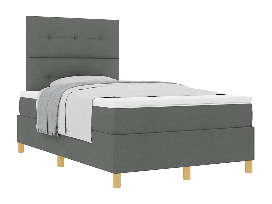 Cama Box com cabeceira Cinzento escuro 120 x 190 cm tecido