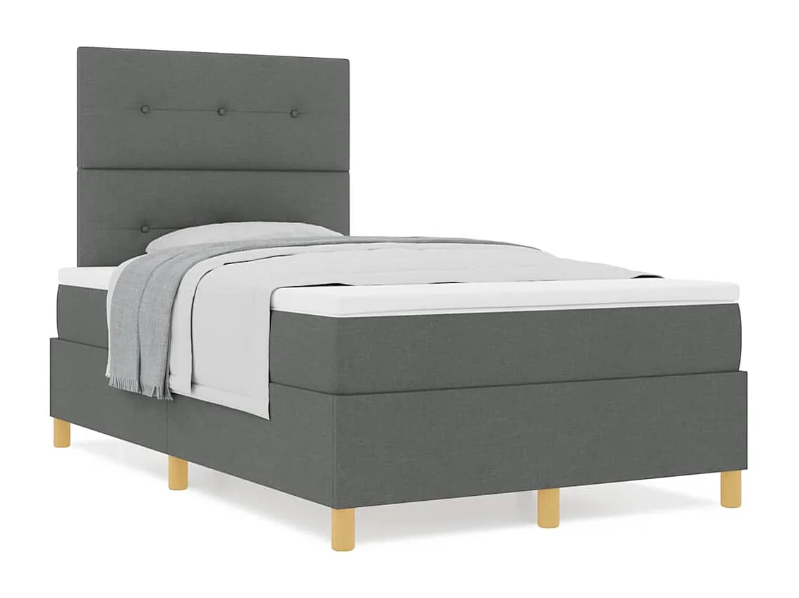 Cama Box com cabeceira Cinzento escuro 120 x 190 cm tecido