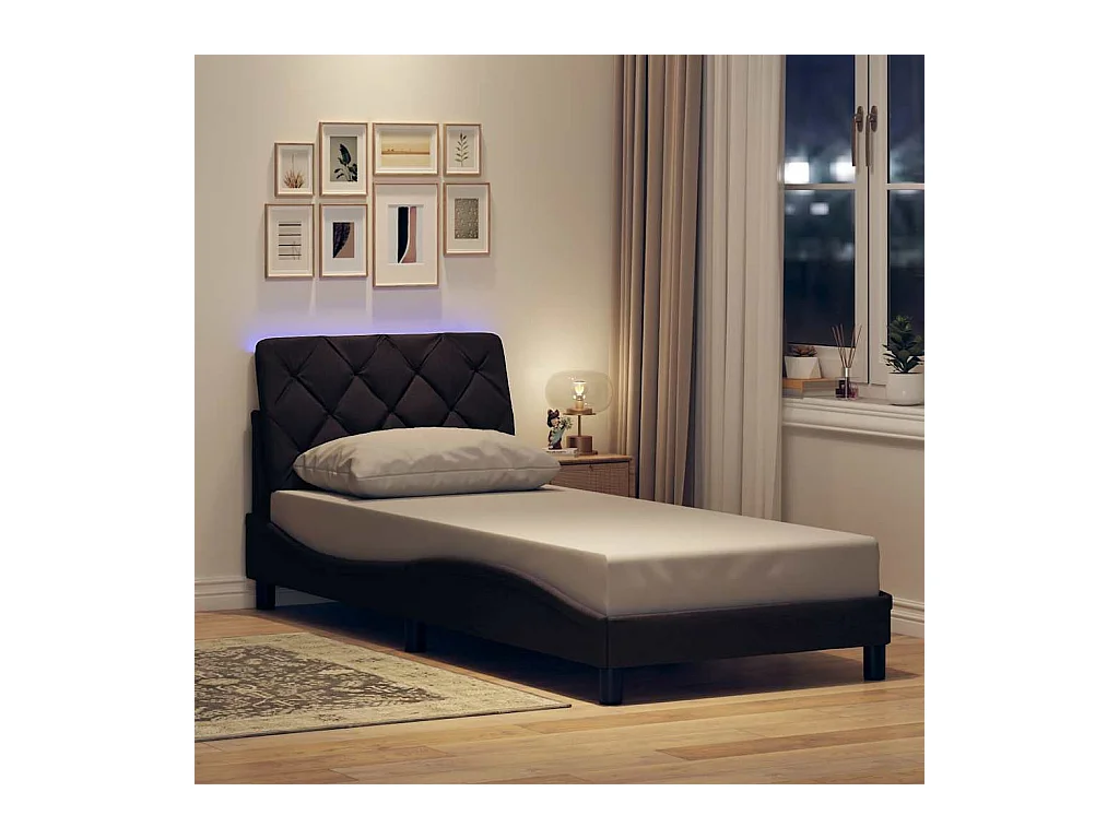 Estrutura de cama com LED sem colchão 90x190 cm tecido