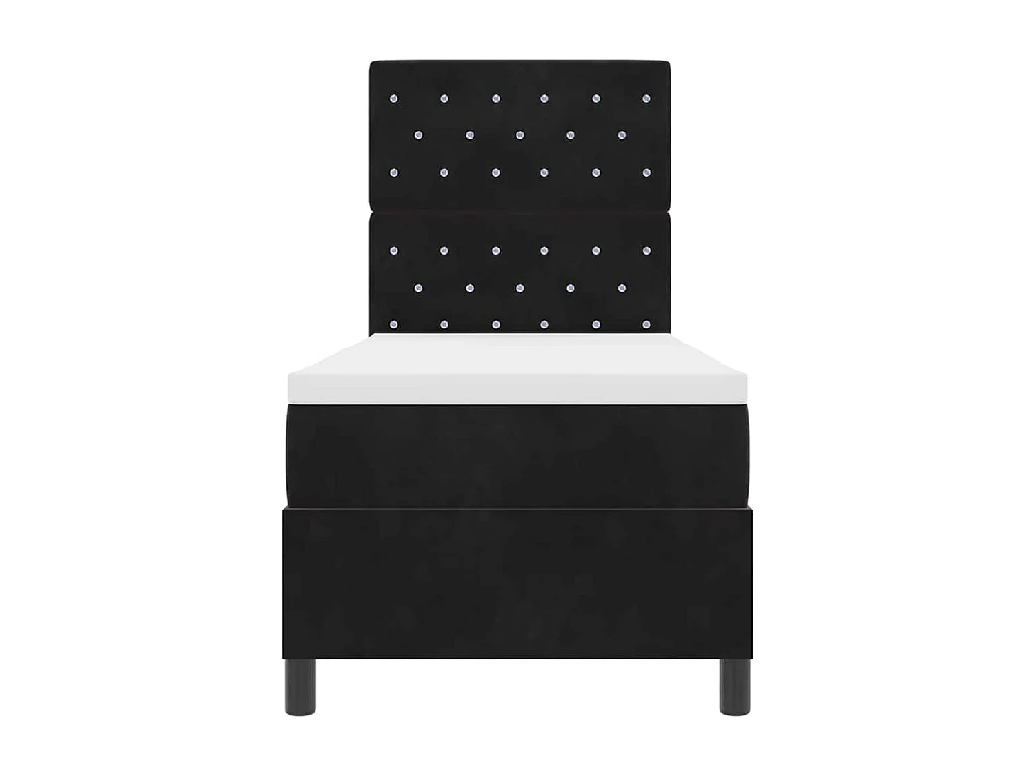 Cama tipo Box Spring con colchón Negro 80 x 200 cm Terciopelo