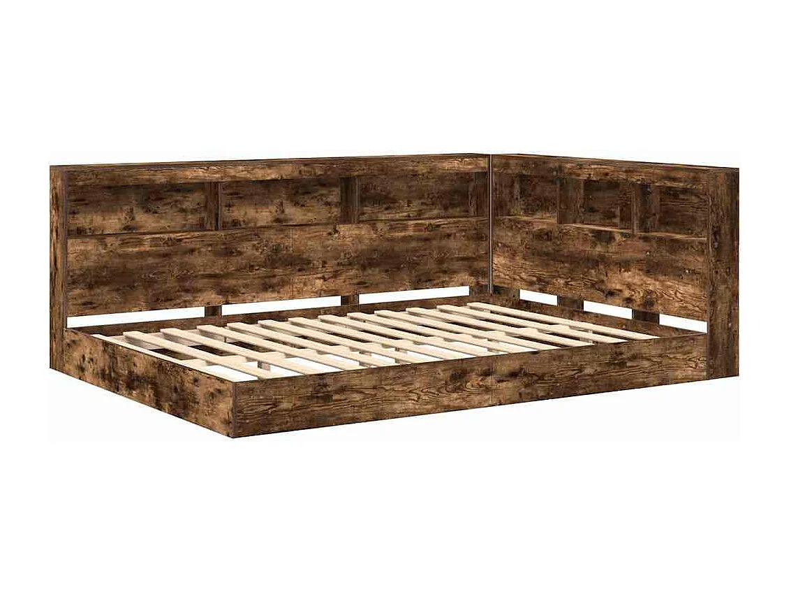 Cama con Estantería con cabecera Roble ahumado 160 x 200 cm