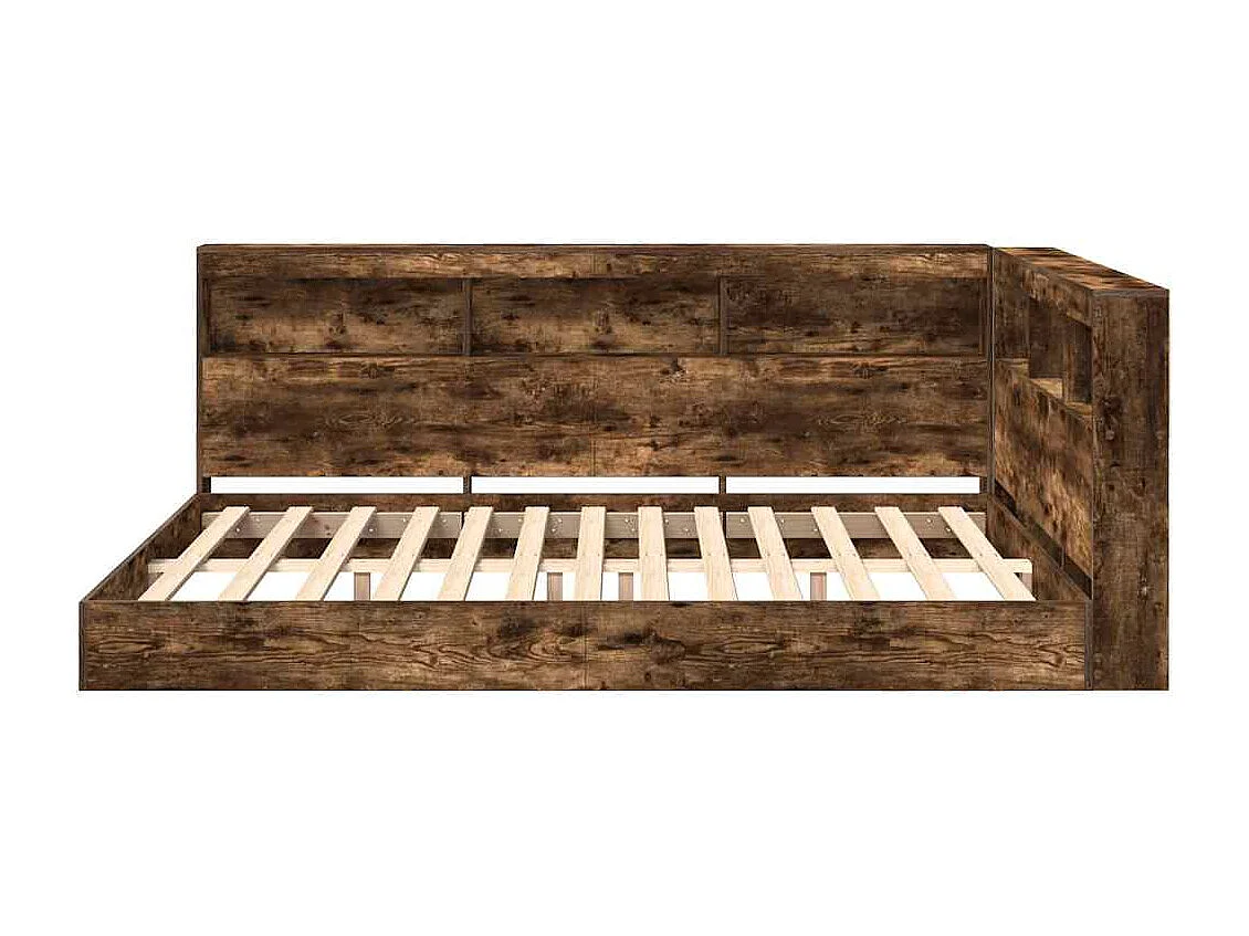 Cama con Estantería con cabecera Roble ahumado 160 x 200 cm