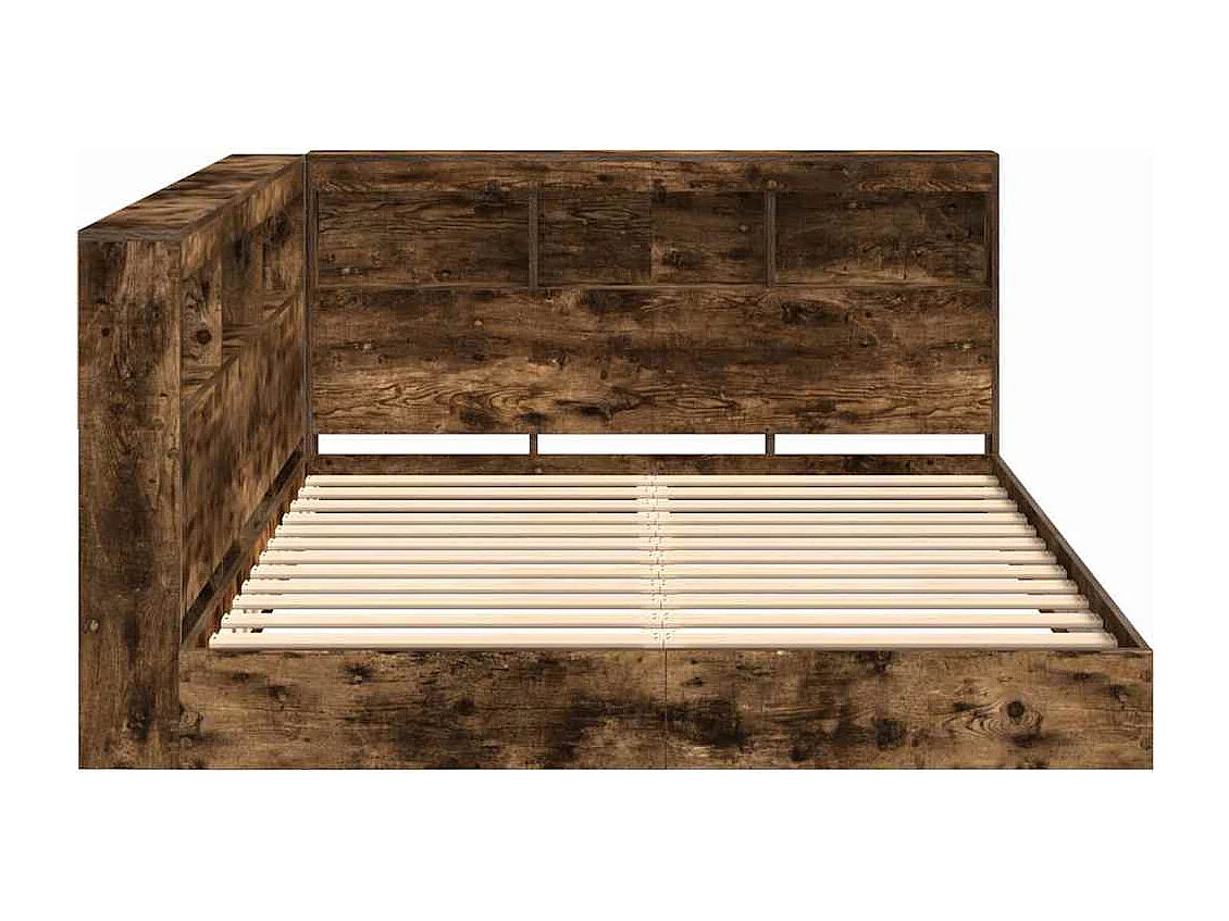 Cama con Estantería con cabecera Roble ahumado 160 x 200 cm