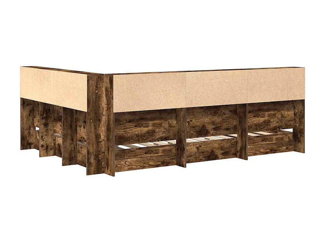 Cama con Estantería con cabecera Roble ahumado 160 x 200 cm