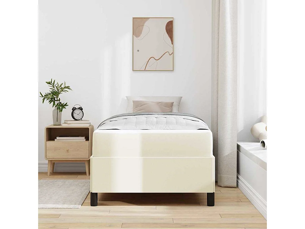 Estructura de cama con colchón con colchón Crema 100 x 200 cm