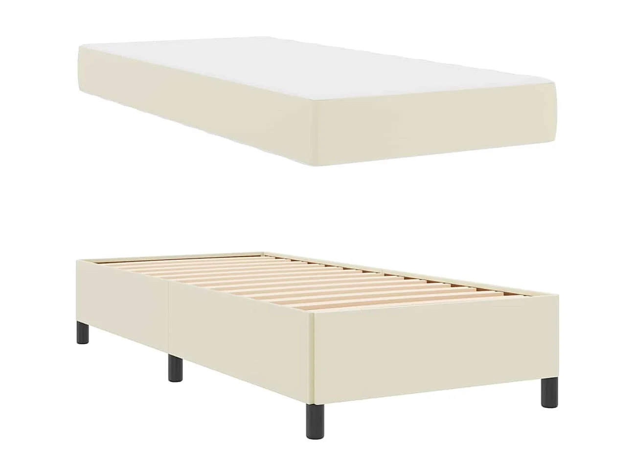Estructura de cama con colchón con colchón Crema 100 x 200 cm