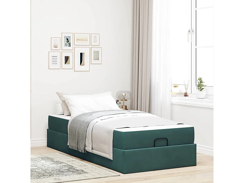 Estructura de cama Verde oscuro 100 x 200 cm Terciopelo