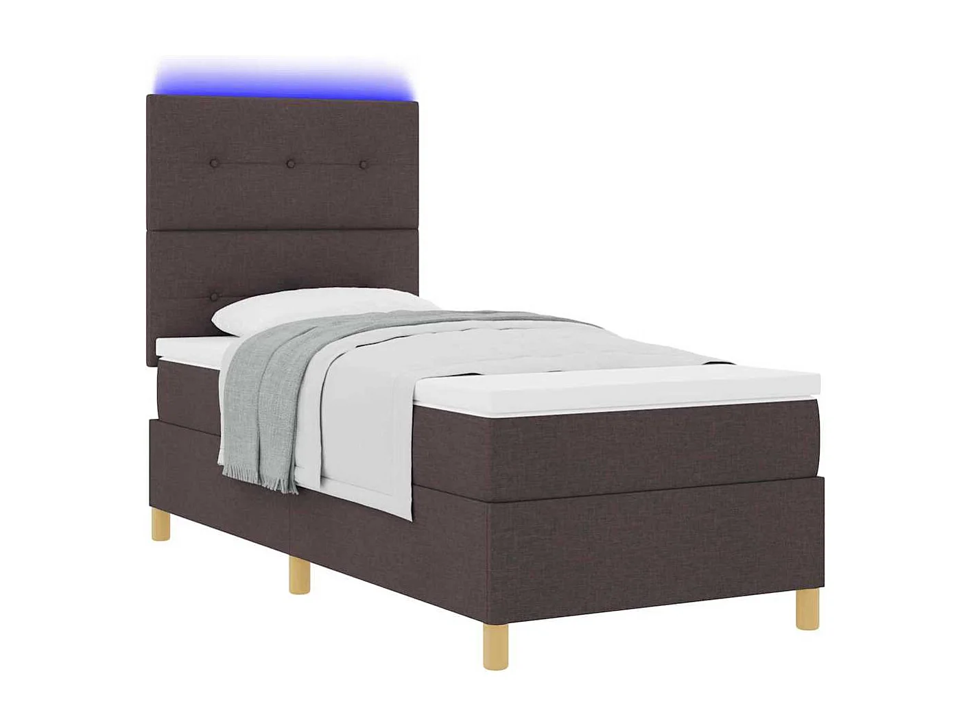 Cama tipo Box Spring con colchón Marrón oscuro 80 x 200 cm tela