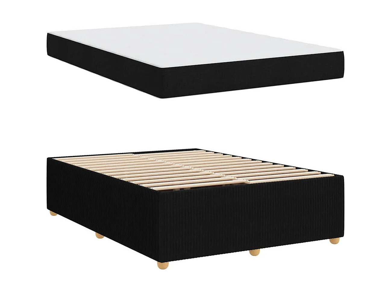 Estructura de cama con colchón Negro 140 x 200 cm tela