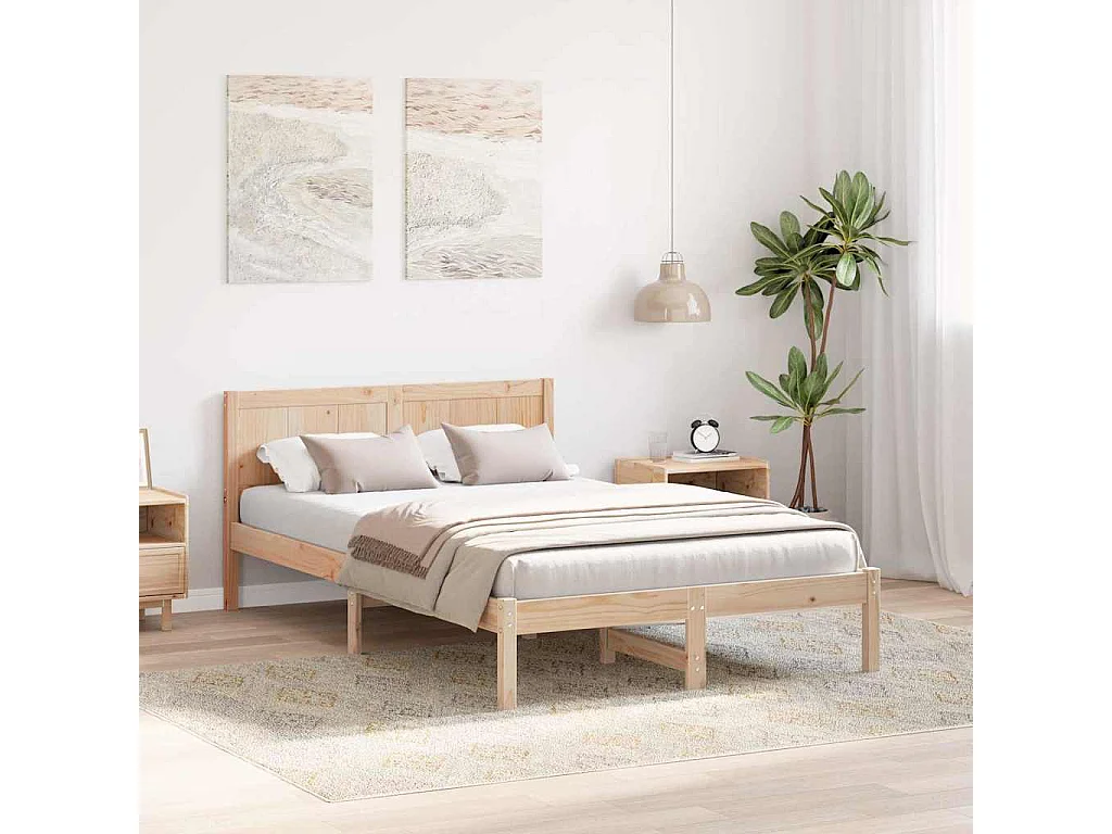 Estructura de cama Marrón 120 x 190 cm Madera maciza de Pino