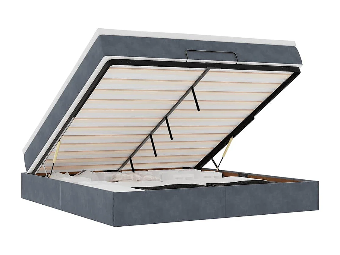 Ottoman bed met matras 160x200cm fluweel donkergrijs