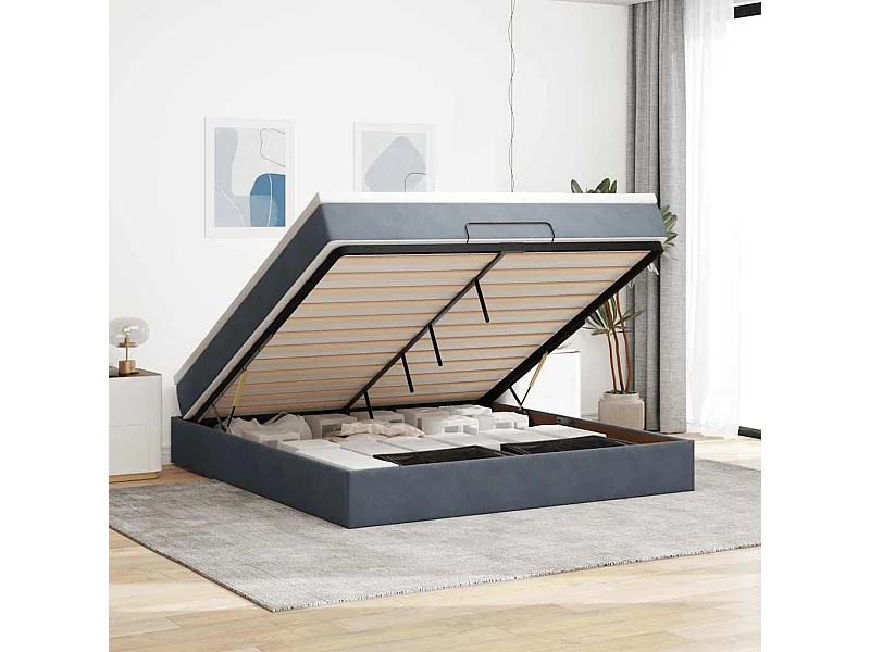 Ottoman bed met matras 160x200cm fluweel donkergrijs